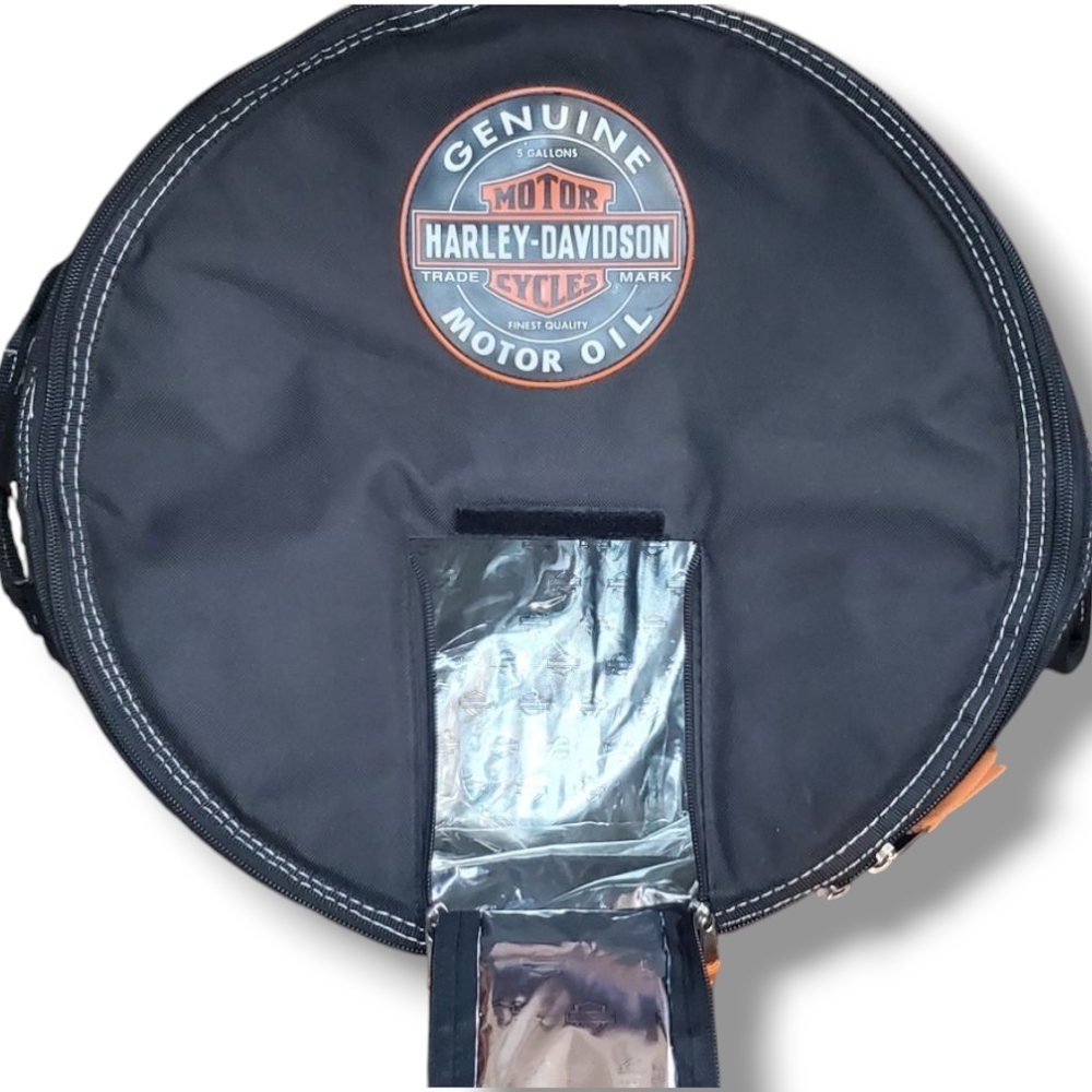 Harley-Davidson Black and Orange Collapsible 24 Pack Oil Can Cooler Bag - Picture 6 of 9